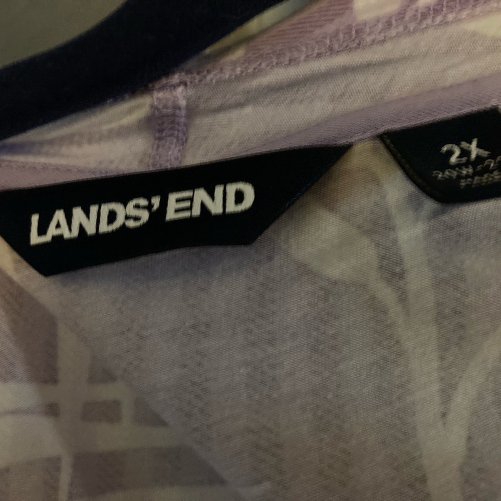 Lands' End 2 piece Lavender and White Top with Matching Cardigan - Picture 2 of 6